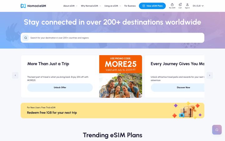 Screenshot of nomadesim.com