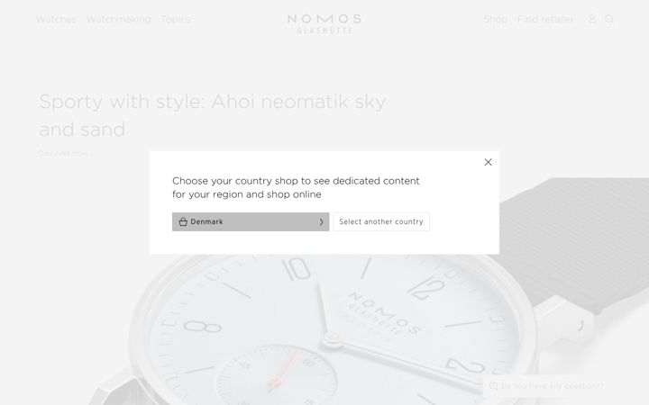 Screenshot of nomos-glashuette.com