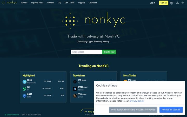 Screenshot of nonkyc.io