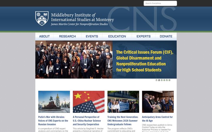 Screenshot of nonproliferation.org