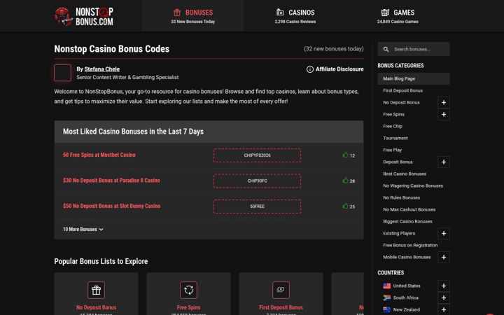 Screenshot stránky nonstopbonus.com