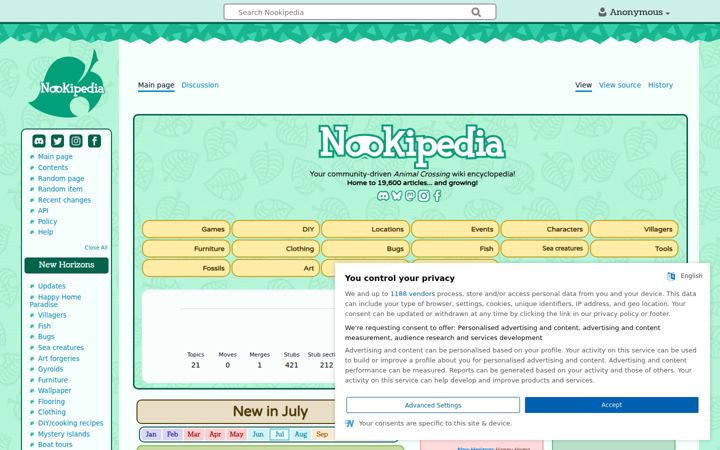 Skjermbilde av nookipedia.com