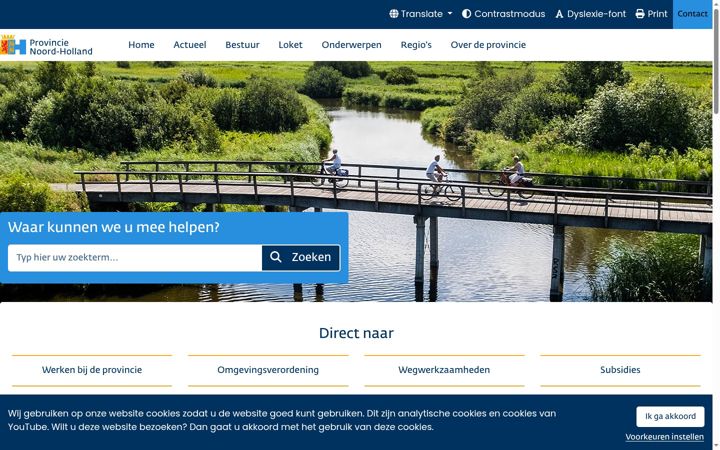 Screenshot of noord-holland.nl
