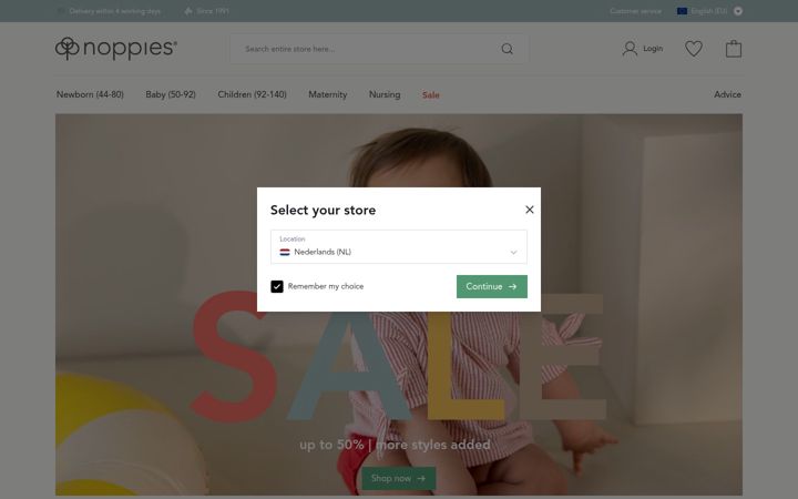 Screenshot of noppies.com