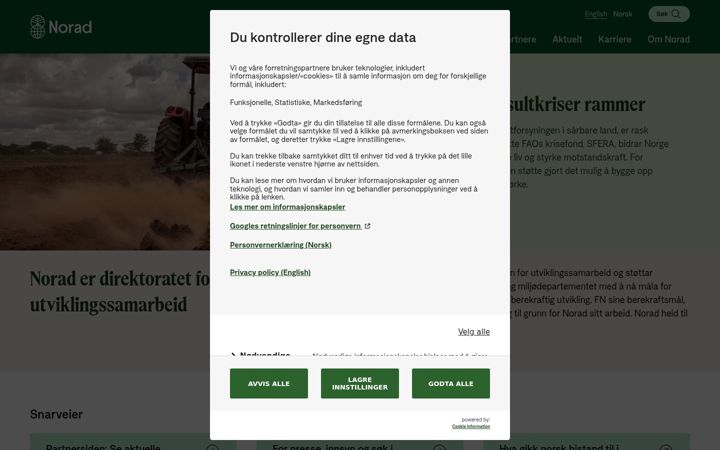 Screenshot di norad.no