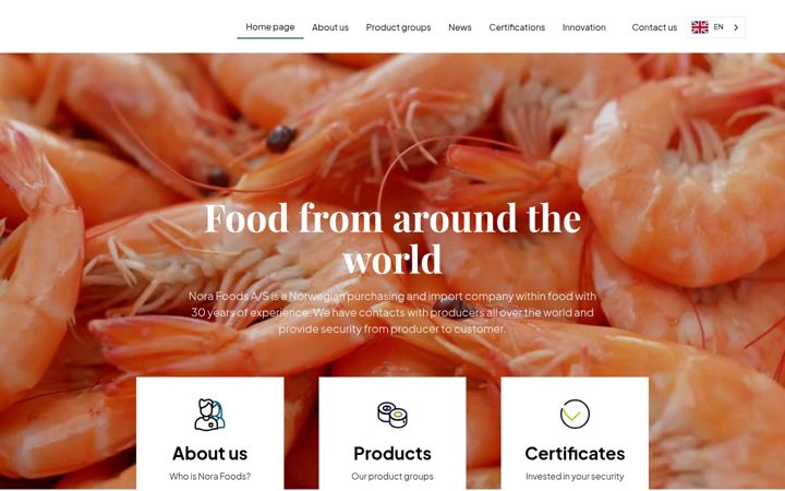 Snimka zaslona za norafoods.no