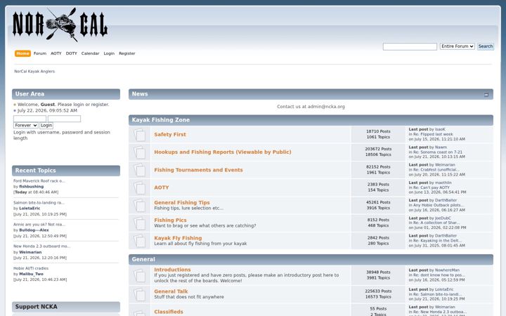 Screenshot of norcalkayakanglers.com