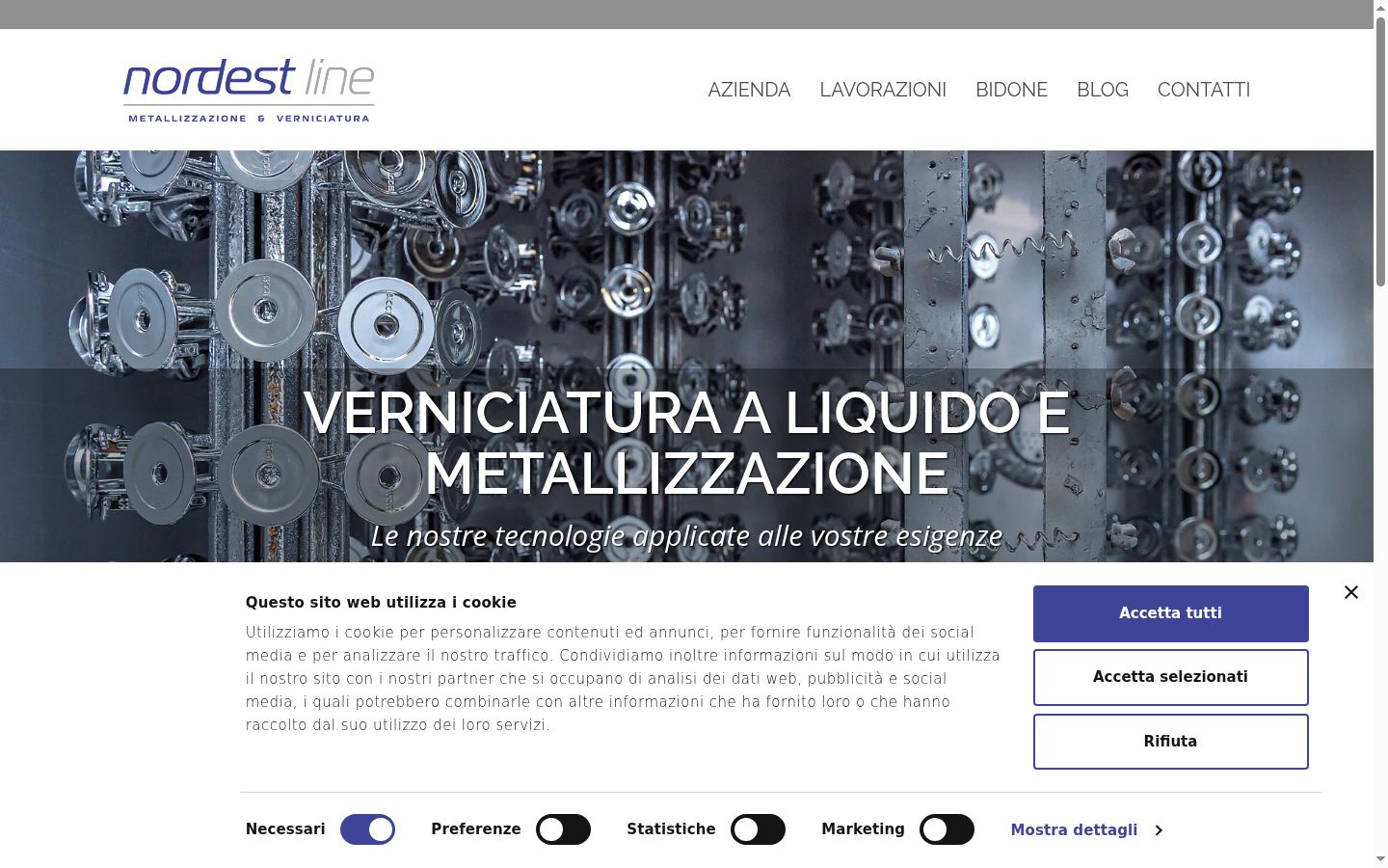 Screenshot del banner di consenso mostrato prima di qualsiasi interazione