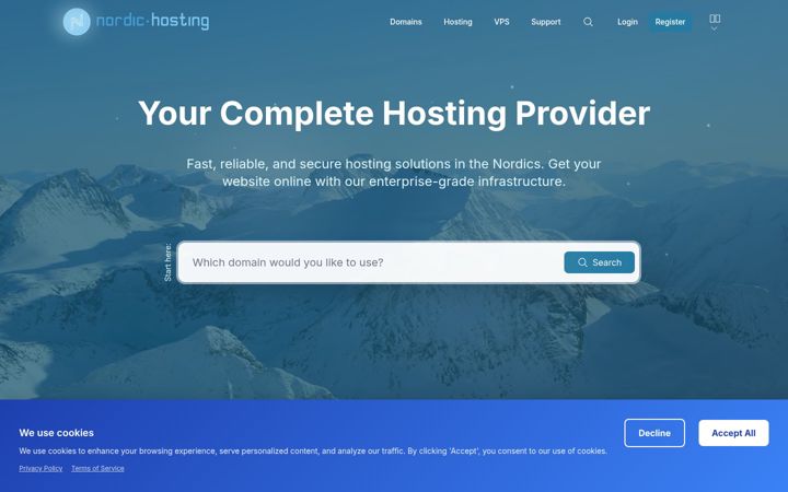 Screenshot of nordic.hosting
