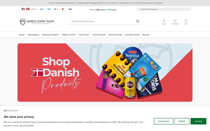 Captură de ecran a nordicexpatshop.com