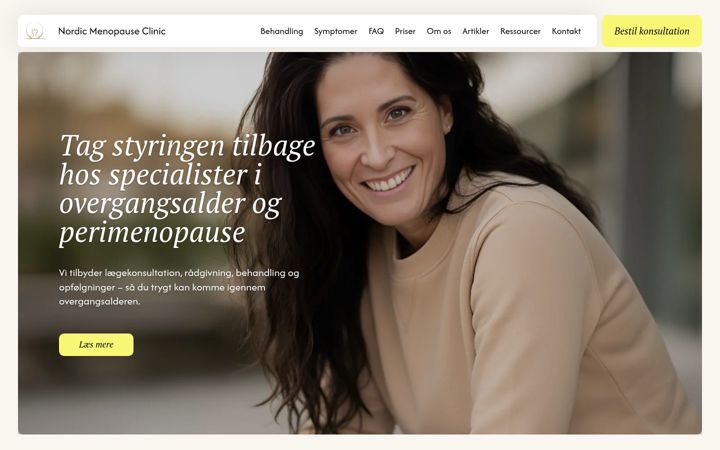 Screenshot of nordicmenopauseclinic.dk