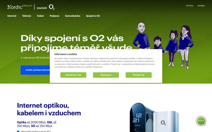 Skärmbild av nordictelecom.cz