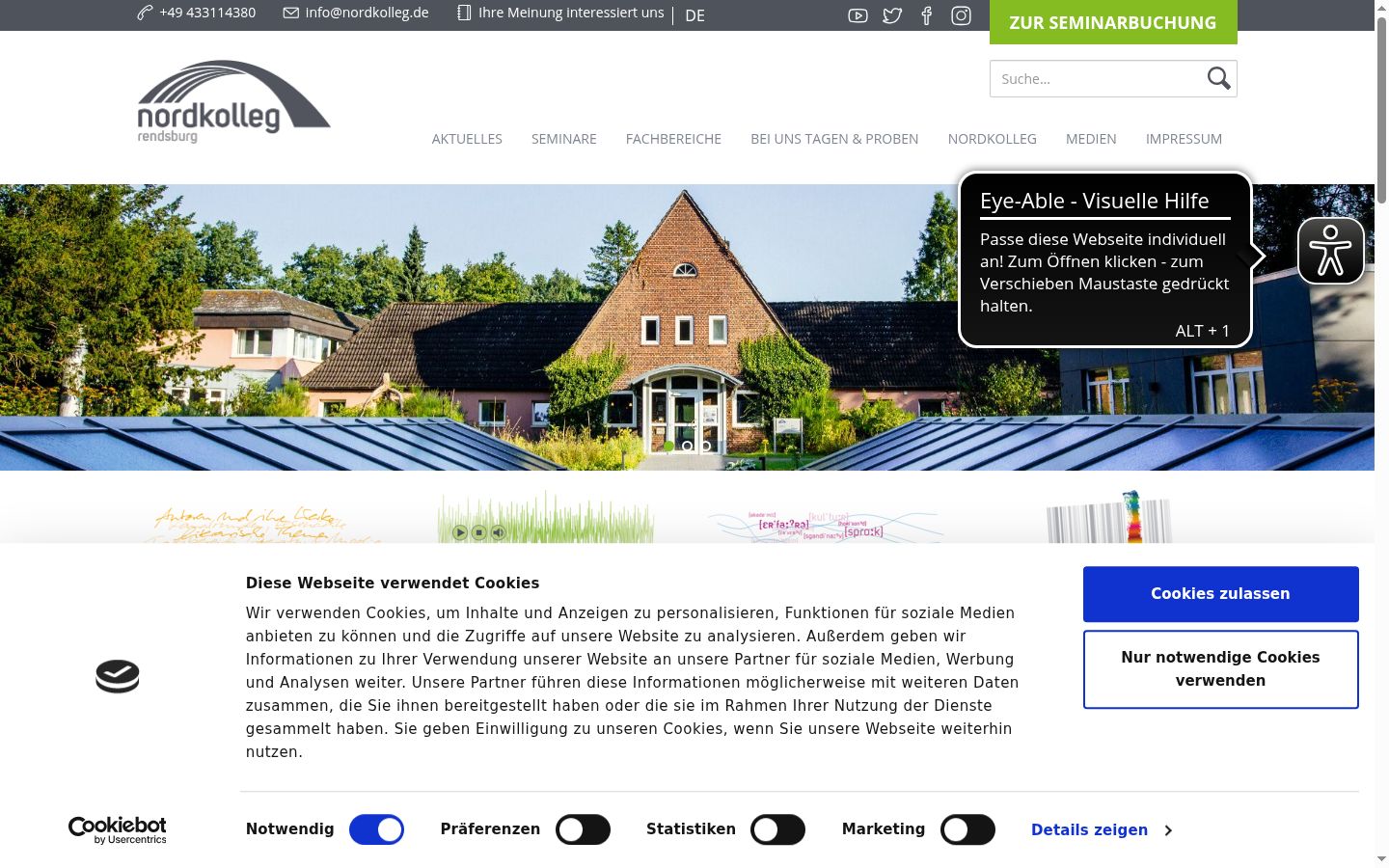 Screenshot des Einwilligungsbanners vor jeglicher Interaktion