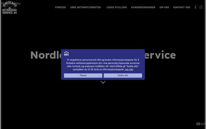 Snímek obrazovky nordlandbetongsag.no