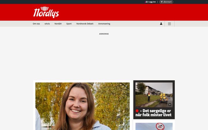 Screenshot of nordlys.no