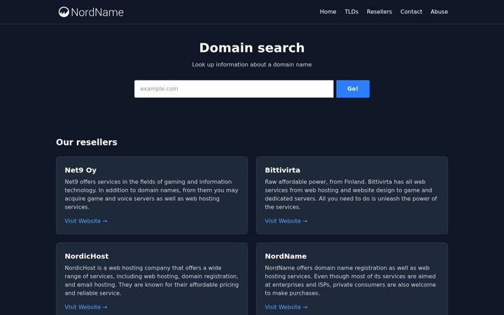 Screenshot of nordname.net