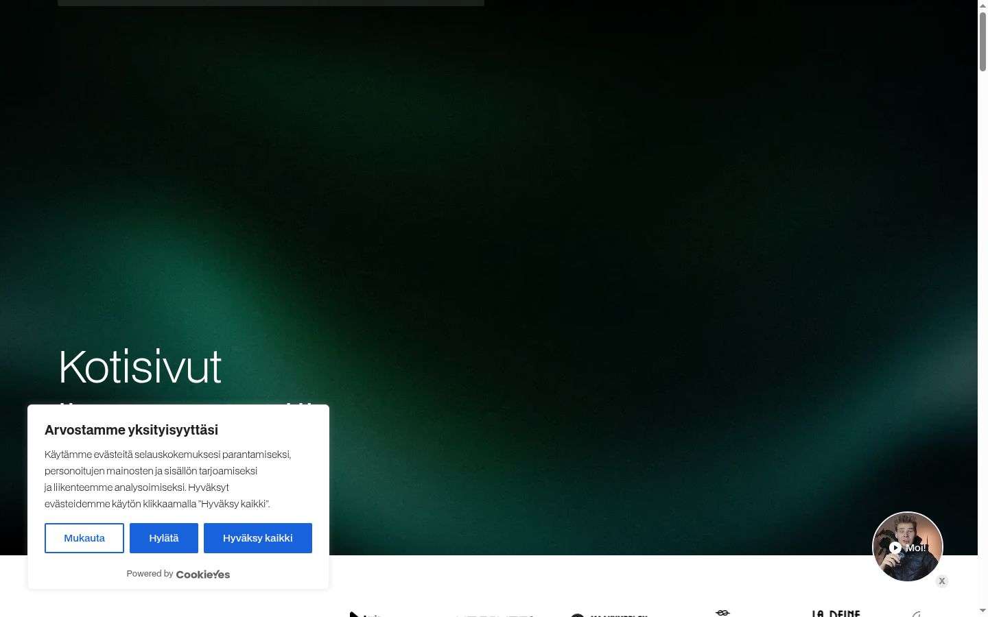 Screenshot of the consent banner shown before any interaction