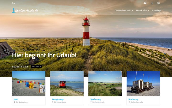 Captură de ecran a nordsee-inseln.de