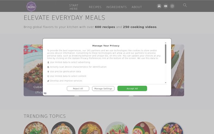 Snímek obrazovky norecipes.com