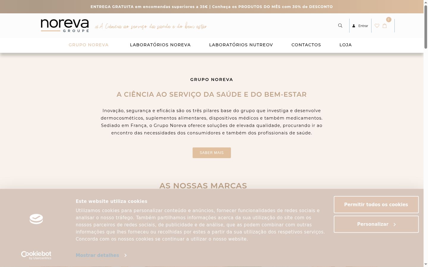 Captura de pantalla del banner de consentimiento mostrado antes de cualquier interacción