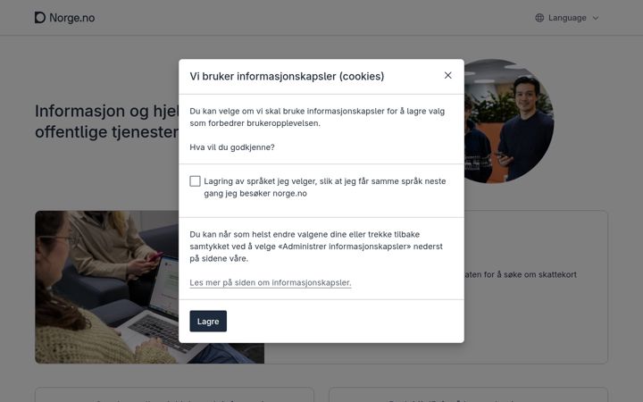 Screenshot of norge.no