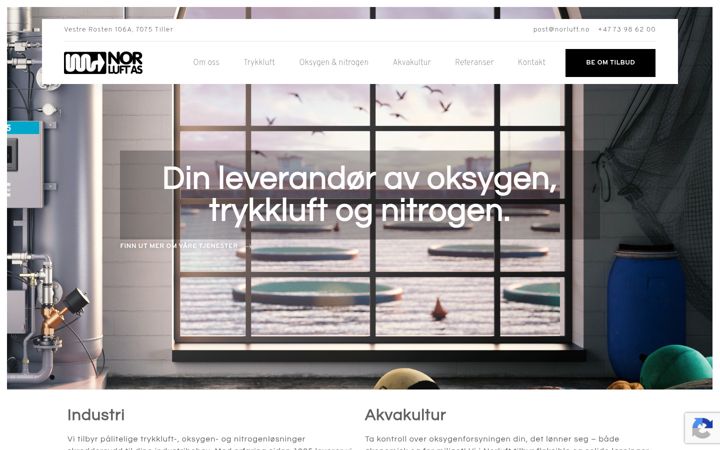 Screenshot van norluft.no
