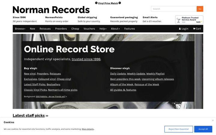 Screenshot of normanrecords.com