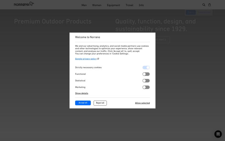 Screenshot of norrona.com