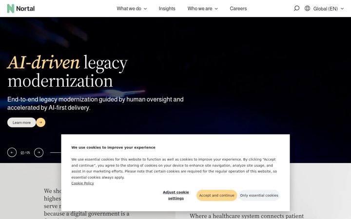 Screenshot of nortal.com