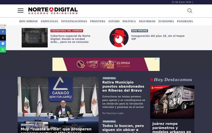 Captură de ecran a nortedigital.mx