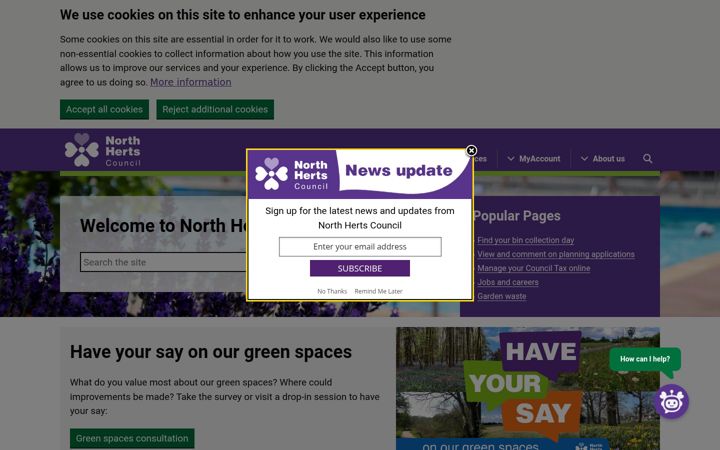 Screenshot of north-herts.gov.uk