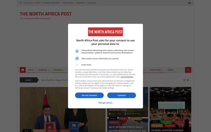 Captura de ecrã de northafricapost.com