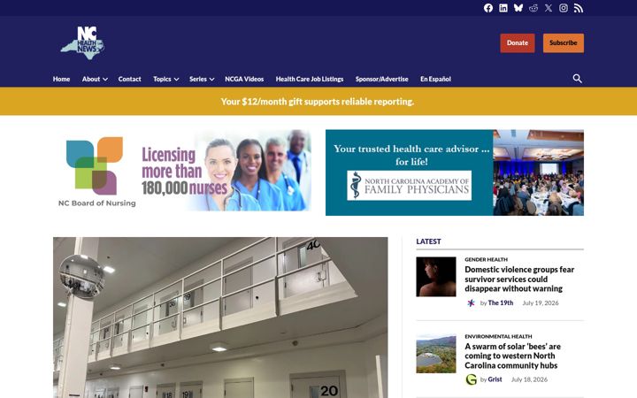 Screenshot of northcarolinahealthnews.org