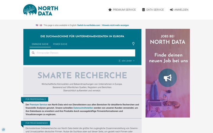 Screenshot stránky northdata.de
