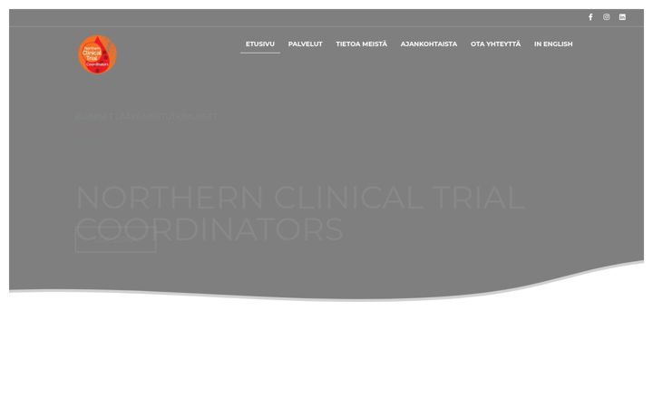 Ekrānuzņēmums no northernclinicaltrialcoordinators.fi