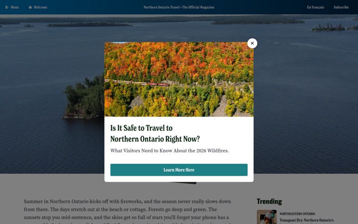 Screenshot of northernontario.travel