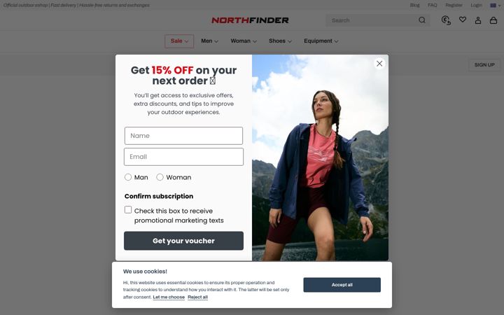 Kuvakaappaus sivustosta northfinder.com
