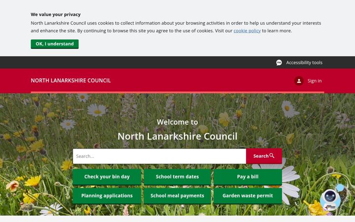 Screenshot of northlanarkshire.gov.uk