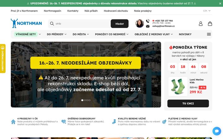 Snímek obrazovky northman.cz