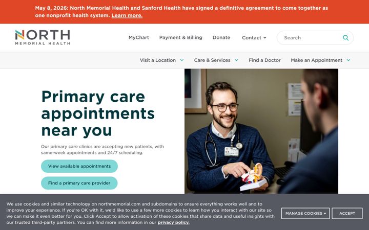 Screenshot of northmemorial.com