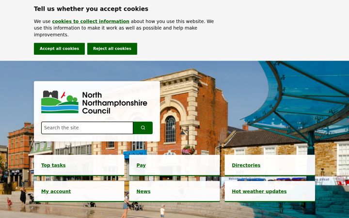 Screenshot of northnorthants.gov.uk