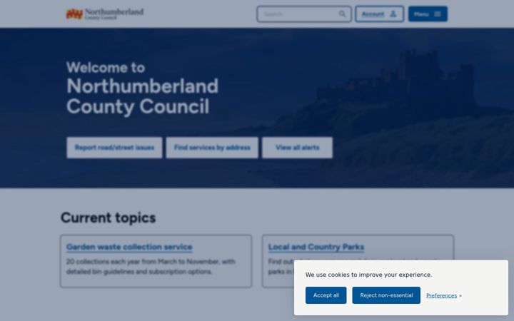Screenshot of northumberland.gov.uk