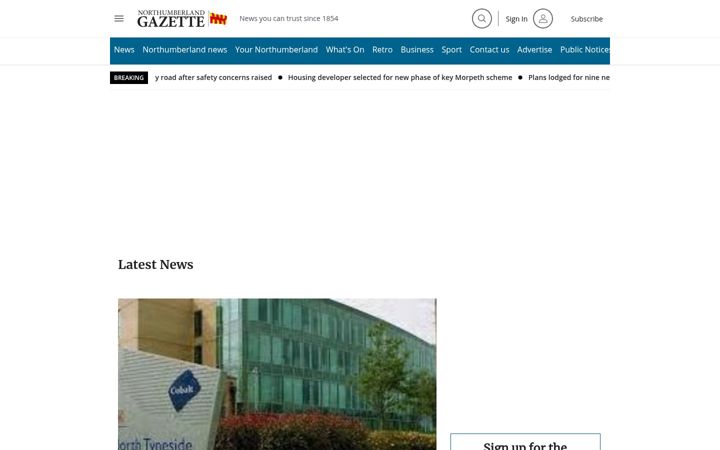 Captură de ecran a northumberlandgazette.co.uk