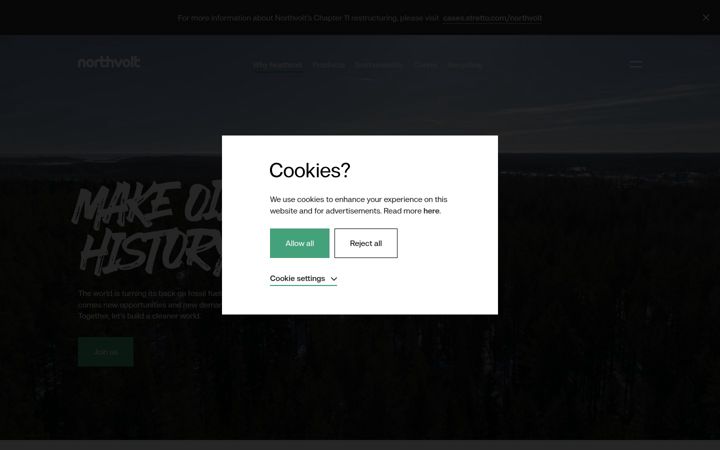 Screenshot of northvolt.com