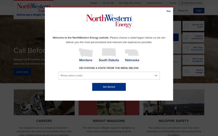 Screenshot of northwesternenergy.com