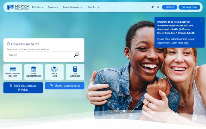 Screenshot of nortonhealthcare.com