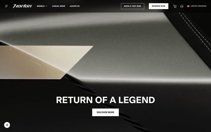 Screenshot of nortonmotorcycles.com