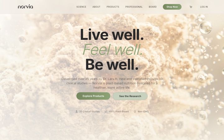 Screenshot von norvianutrition.com