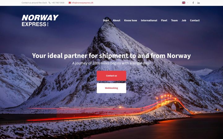 Screenshot van norwayexpress.dk