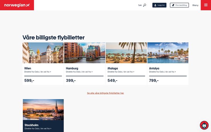 Screenshot of norwegian.no